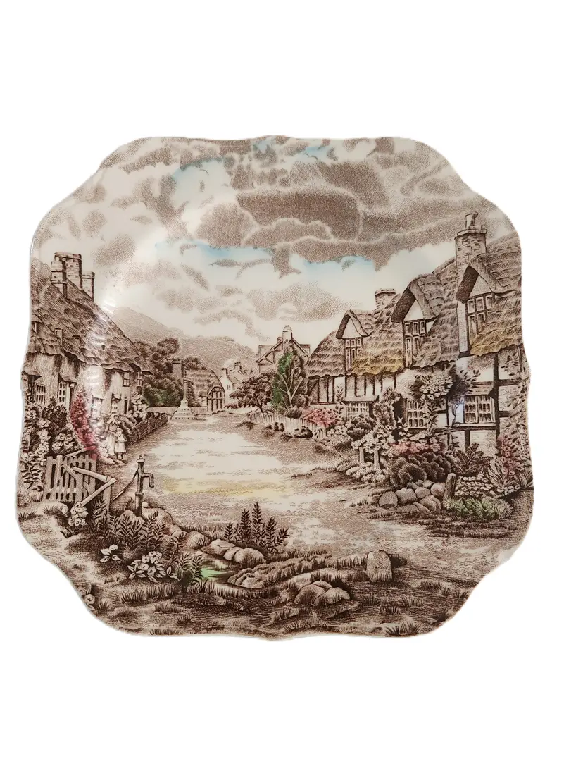 18-John Bros Olde English Countryside Transferware Salad Plate 7 3/4 Inches