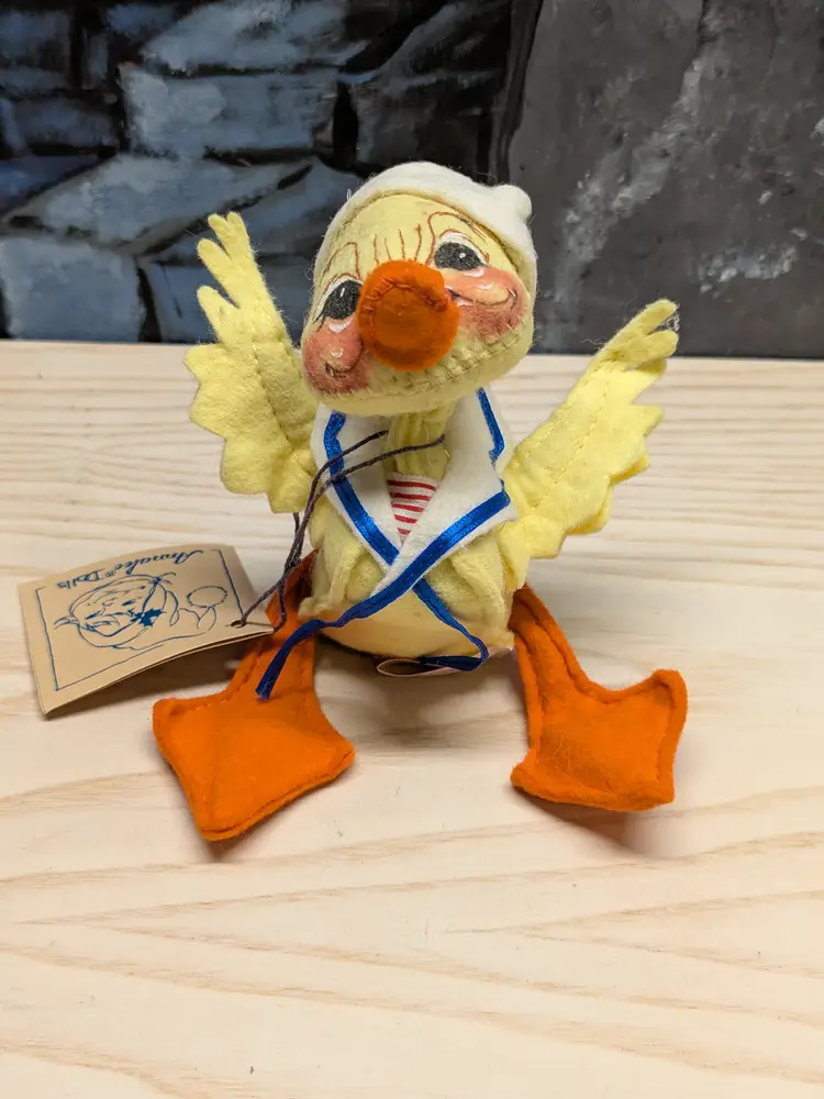 Annalee Spring Sailor Easter Yellow Baby Boy Duck Felt Plush 1989 Duckling Doll