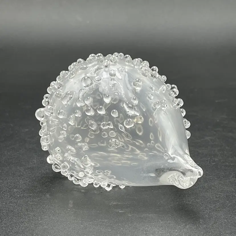 Hadeland Glassworks Blown Art Glass Hedgehog Paperweight Norwegian Signed
