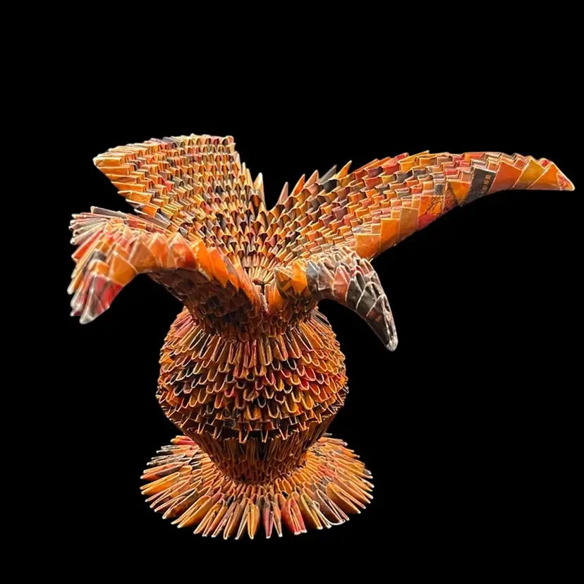 Origami Bird Sculpture 6.5” x 8.5” x 7.5”