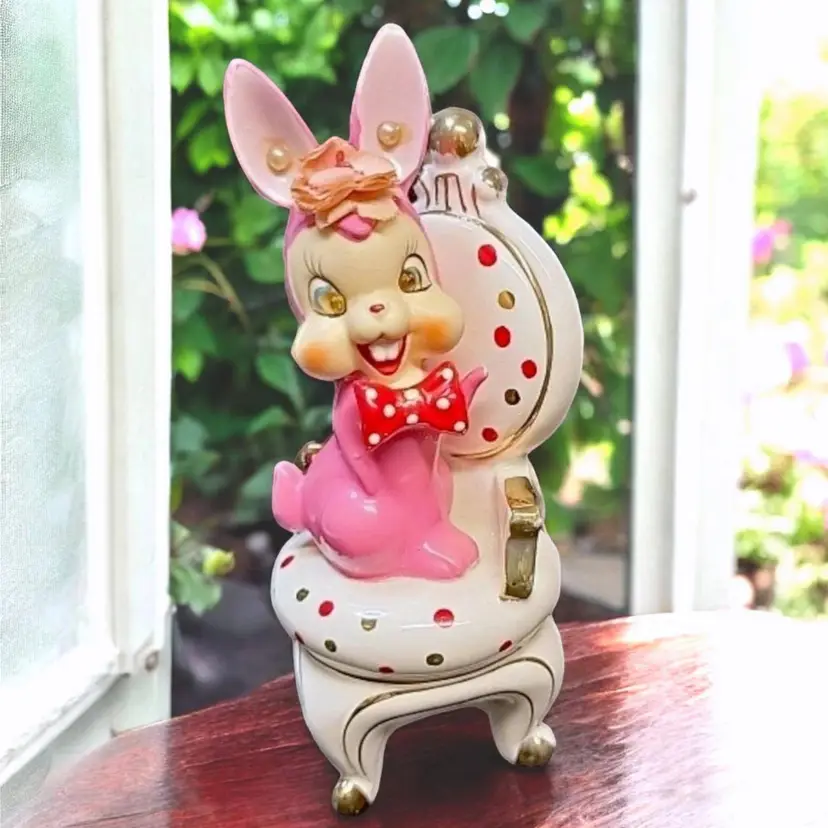 Vintage Kitsch Arnart Anthropomorphic Ceramic Pink Bunny Rabbit ...