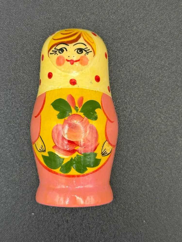 Babushka Matryoshka Hand-painted Wood Russian Doll Refrigerator Magnet