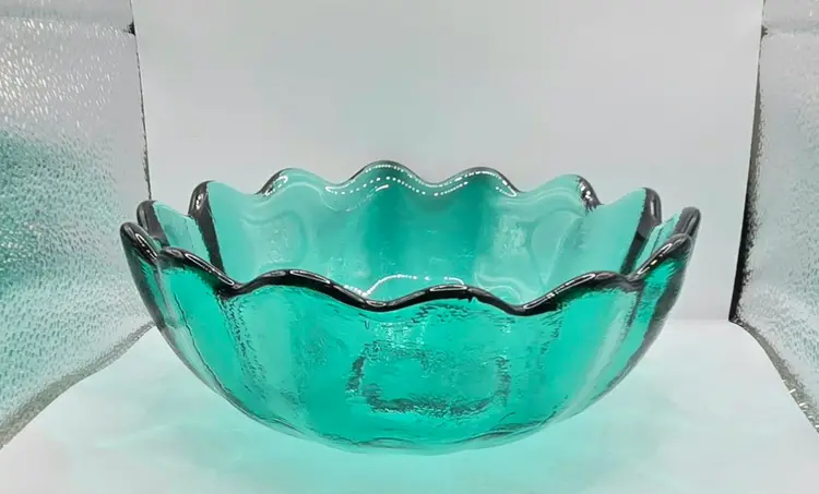 Blenko Vintage 1960’s Sea Green Lotus Bowl. 8.5" x 3.25"  Sea Green made in 1962 ONLY 6143M