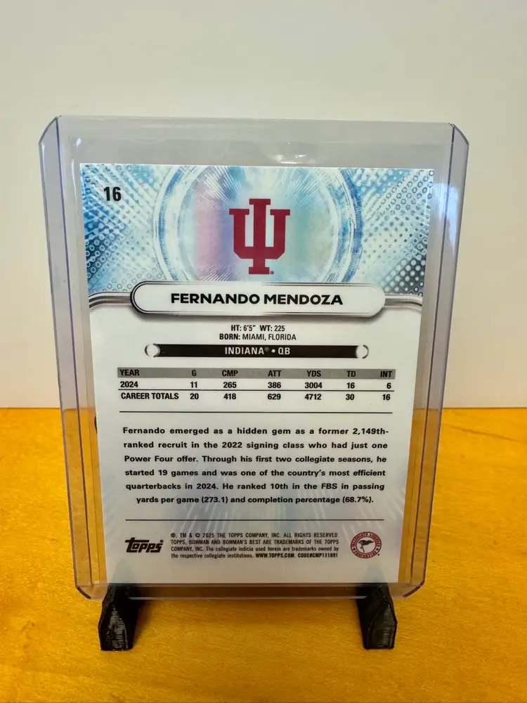 Fernando Mendoza 2025 Bowman Best U - Indiana Hoosiers