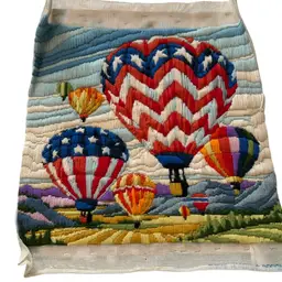18x16 Colorful Crewl Hot Air Balloons Tapestry Unframed