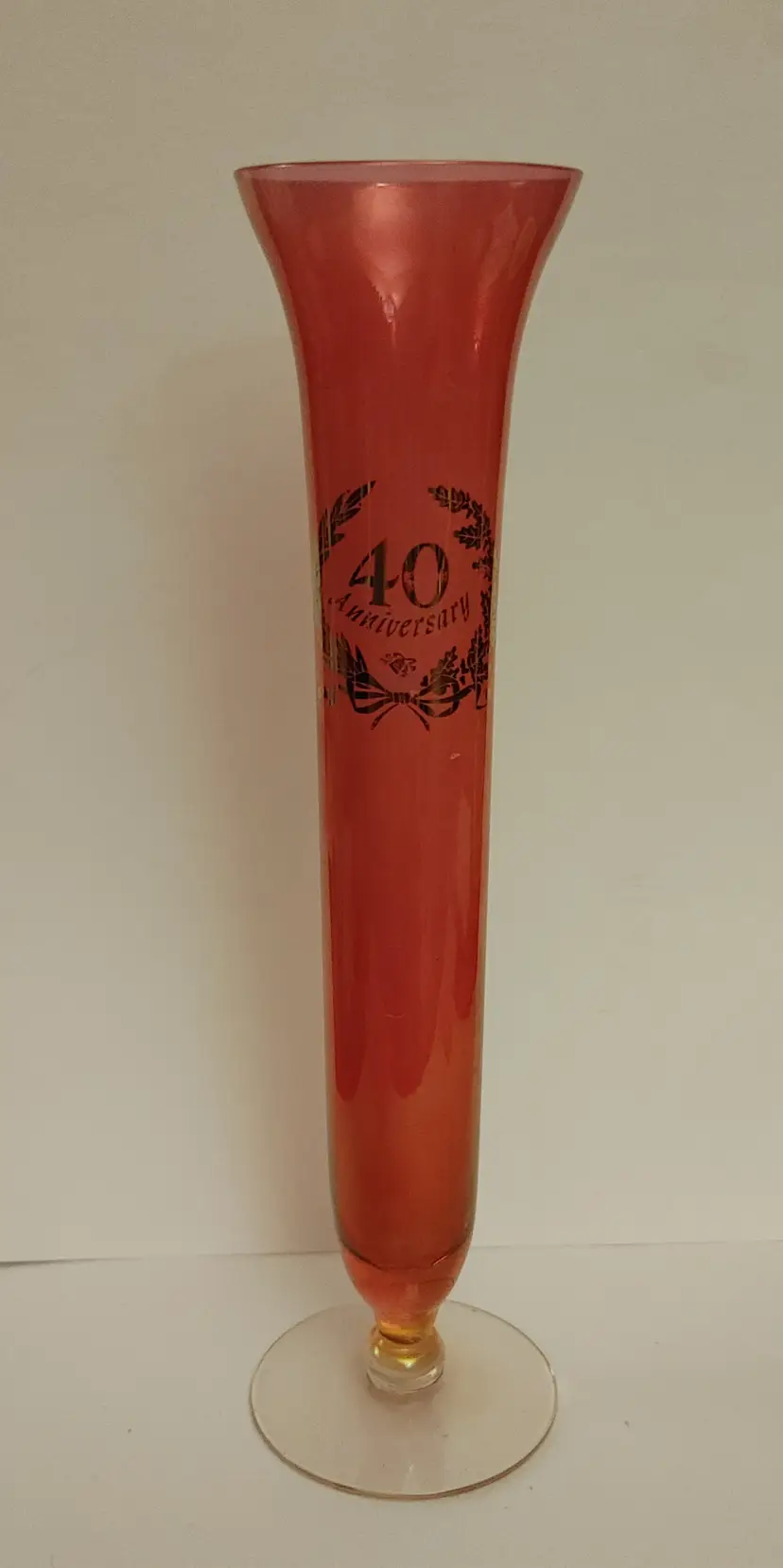 40th Anniversary cranberry colored vases. 10 inches high. No chips.