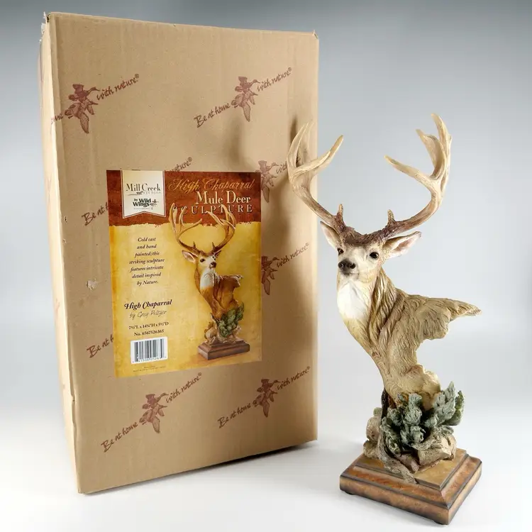 Mill Creek/Wild Wings "High Chaparral" by Greg Peltzer, Hand Painted  Mule Deer Sculpture