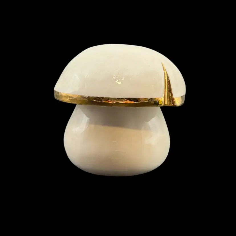 Vintage 70s Dr. Ermete Agostinelli Porcellane d'Arte Porcelain Mushroom-shaped Trinket Box Italy 3”