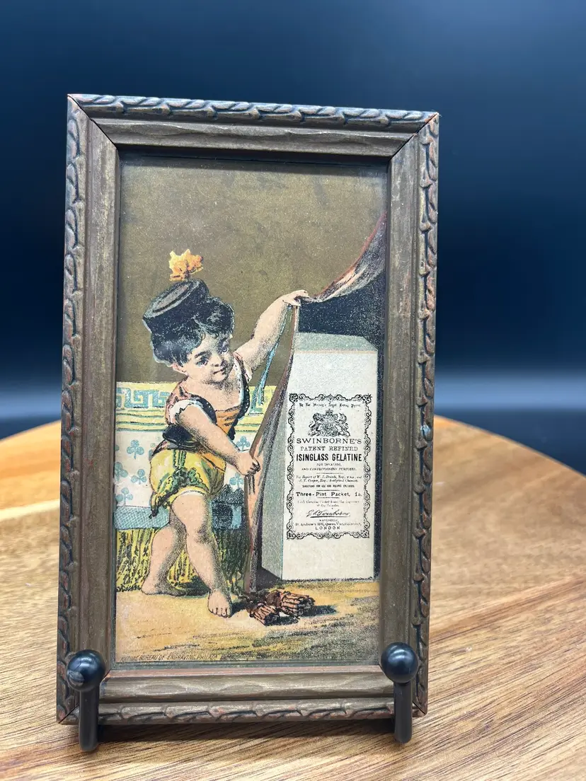 Victorian Trade Card Advertising Swinborne's Isinglass Gelatine, Framed