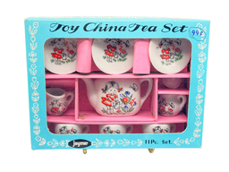 Vintage JAYMAR Tea Set 11 Piece Toy Set Porcelain China in Box, Made in Japan