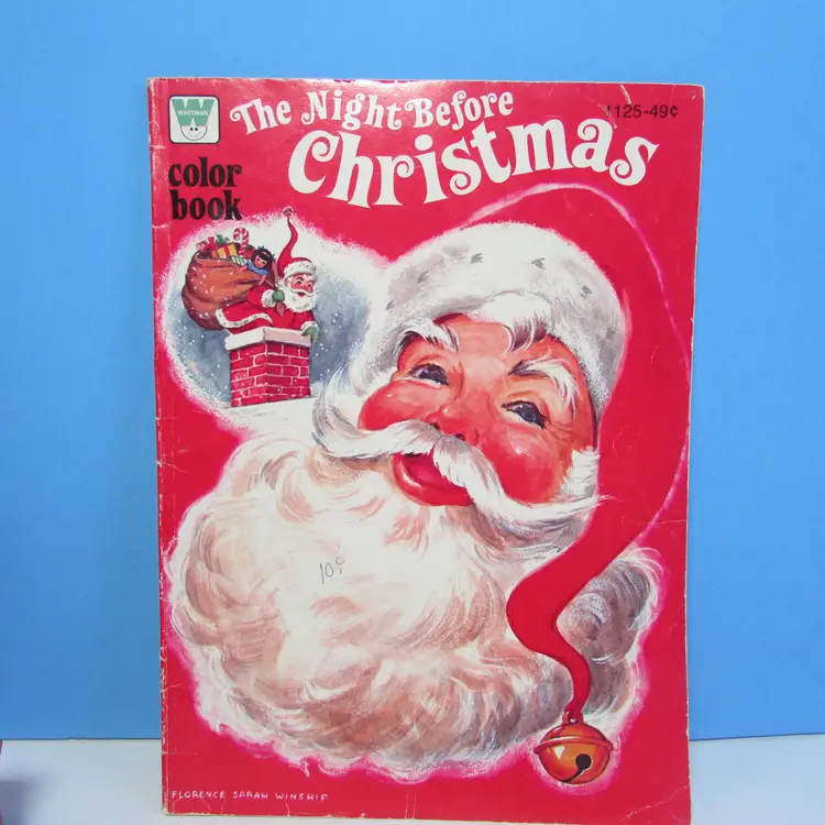 vintage Night Before Christmas Whitman Coloring book and The Santa Claus book Golden Shape lot