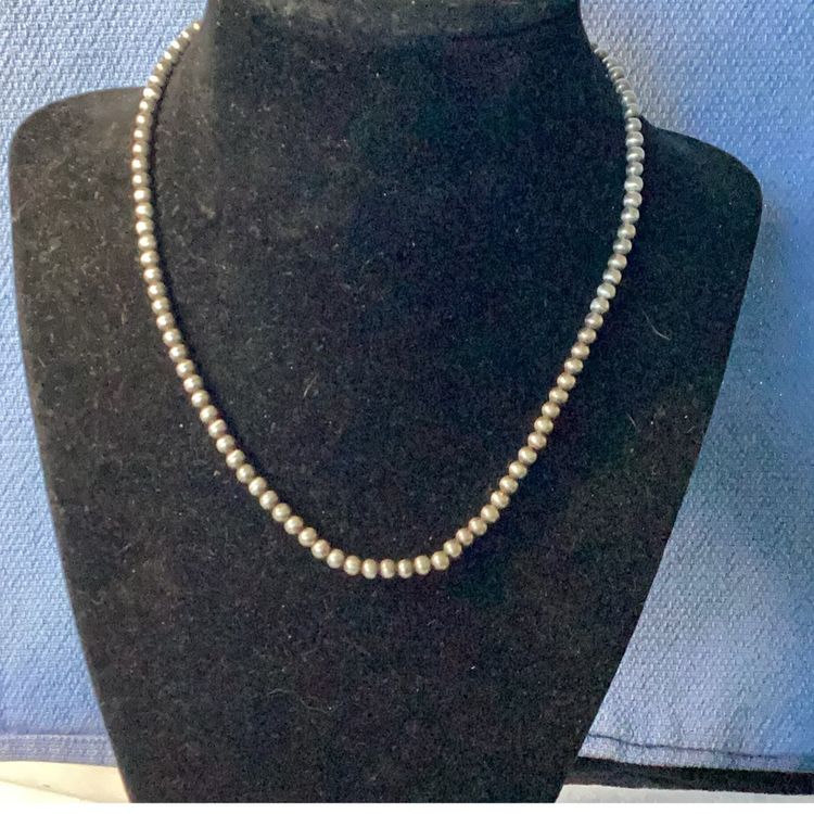 Sterling Silver Beads Necklace Toggle Clasp 16” Long 13grams