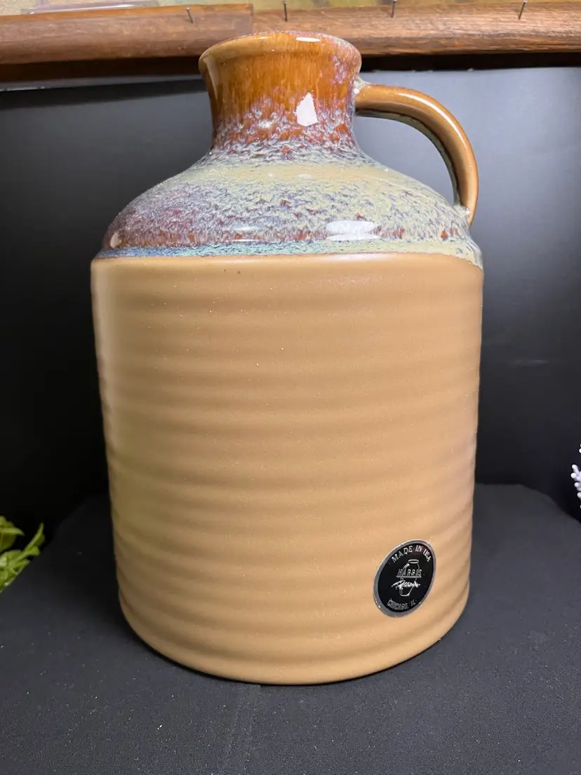 Harris Pottery-Chicago, IL-Beautifully Glazed & Tan Large Jug w/ 1 Handle-Lot 57