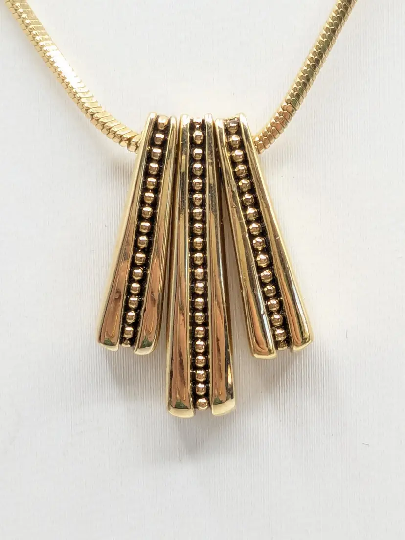 Vintage Napier Gold Tone Beaded Pendant Necklace