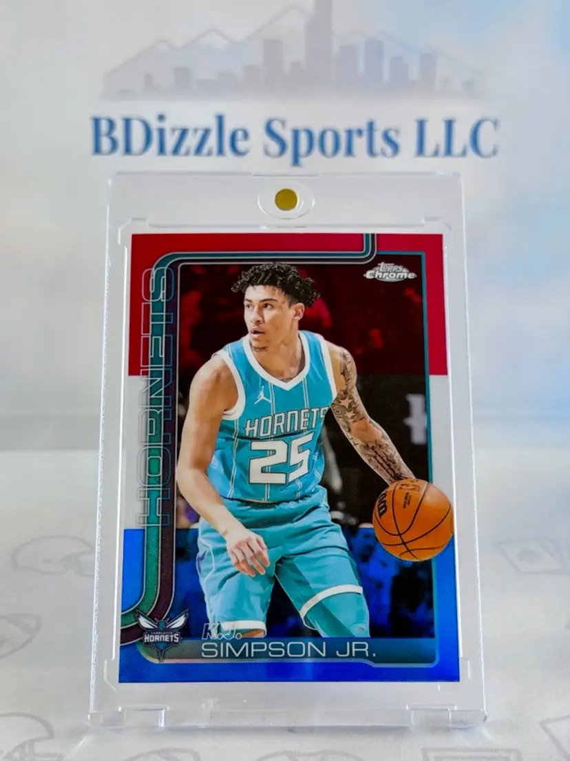 2025-26 Topps Chrome KJ Simpson Jr. Red White and Blue Refractor #45