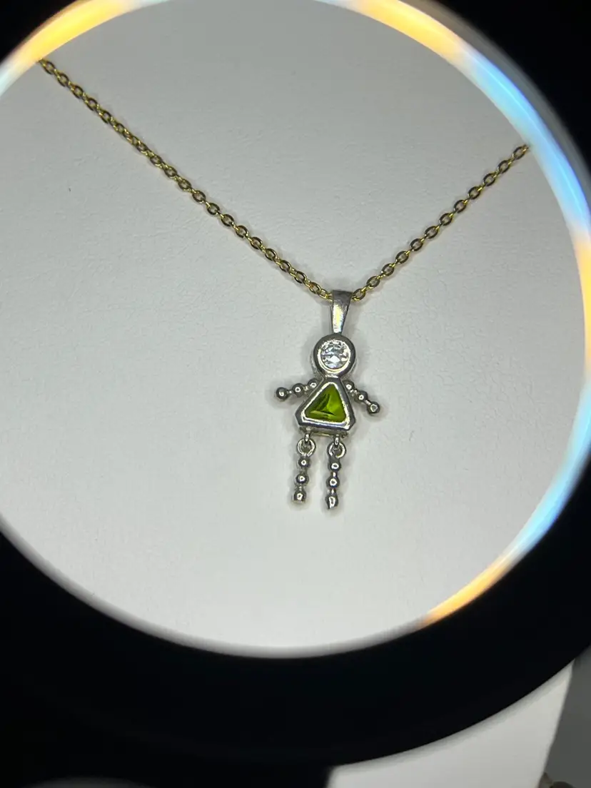 925 Silver Birthstone Peridot Girl Charm