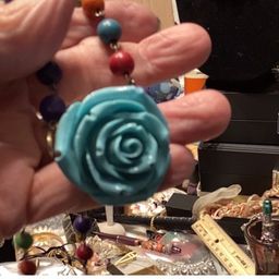 Blue rose necklace