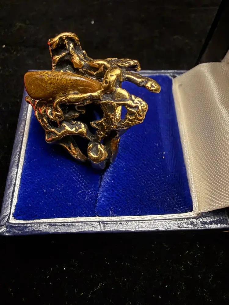 Sterling Silver Brutalist Ring With Stone