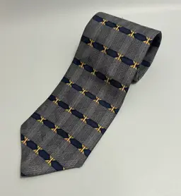 Vintage Stanley Blacker Blue Hue Geometric Design Tie 58.50" x 3.75"