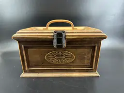 Lerner Melville Vintage Faux Wood Sewing Craft Box Hard Plastic
