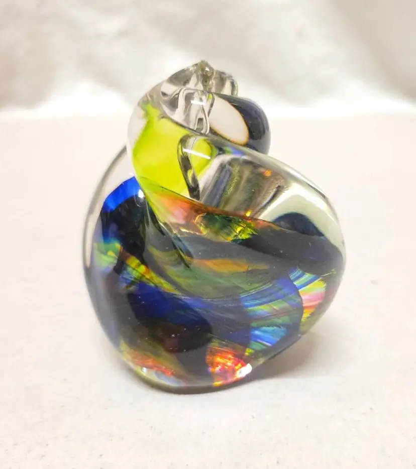 Vintage John McDonald Meridian Art Glass Signed Seashell Paperweight