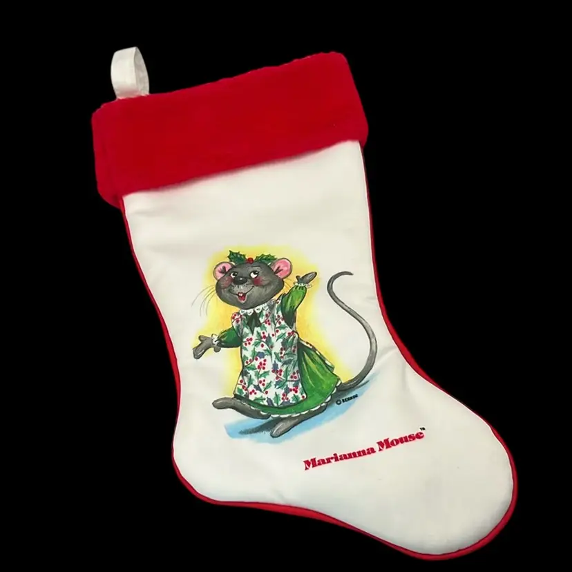Vintage Marianna Mouse Christmas Stocking  15.5” Tall x 7” Top Opening