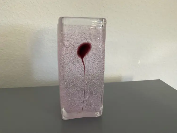 Handblown Pink Bubble Art Glass Vase.