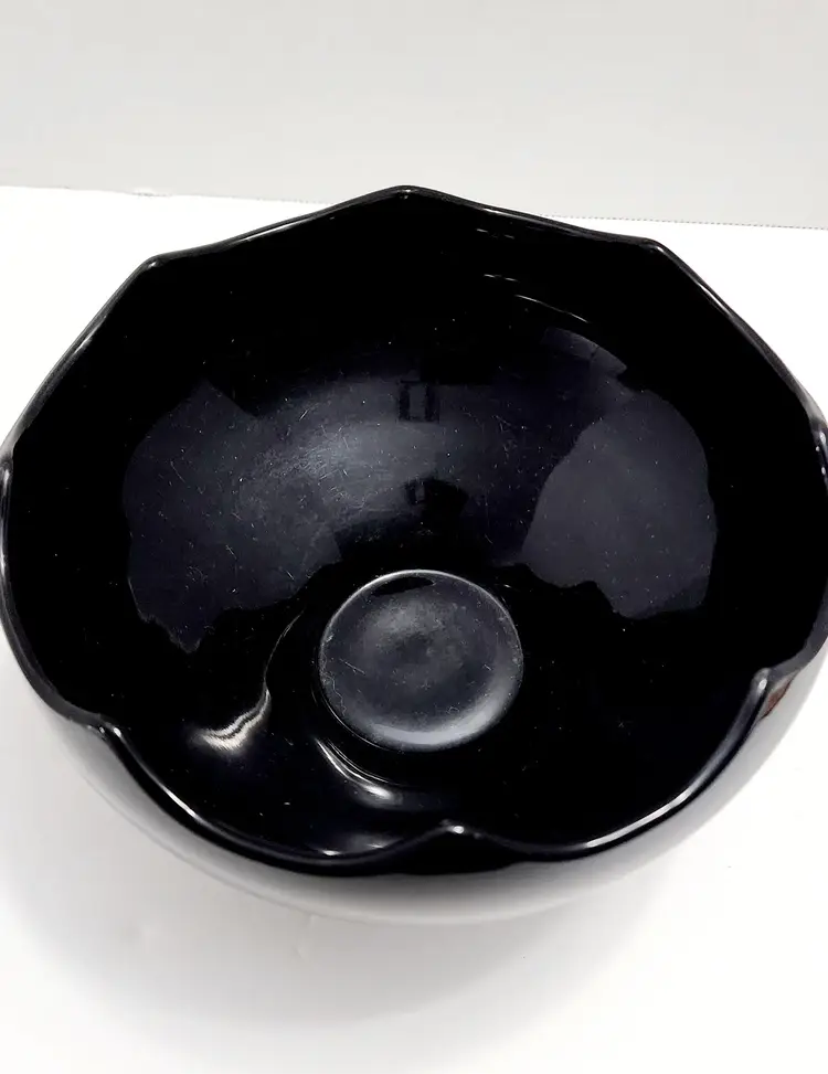 LE Smith Black Amethyst Art Deco Vintage 40s Bowl On Pedestal