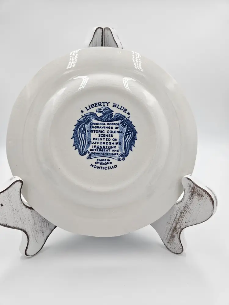 #TR29 Liberty Blue Staffordshire Ironstone Monticello 6 inch Plate