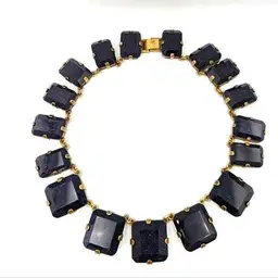 Huge Blue Goldstone Venetian Glass Haute Couture Runway RIVIERE NECKLACE