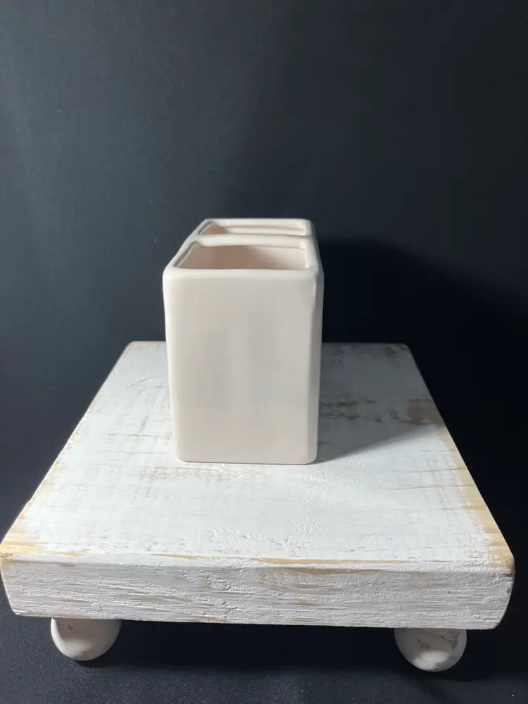 Rae Dunn Ceramic Beauty Box 2 Slotted Vessel