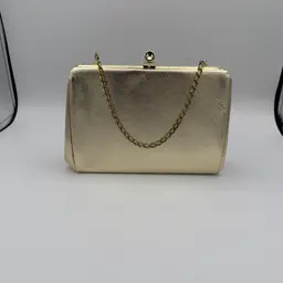 Vintage Gold Metallic Box Clutch