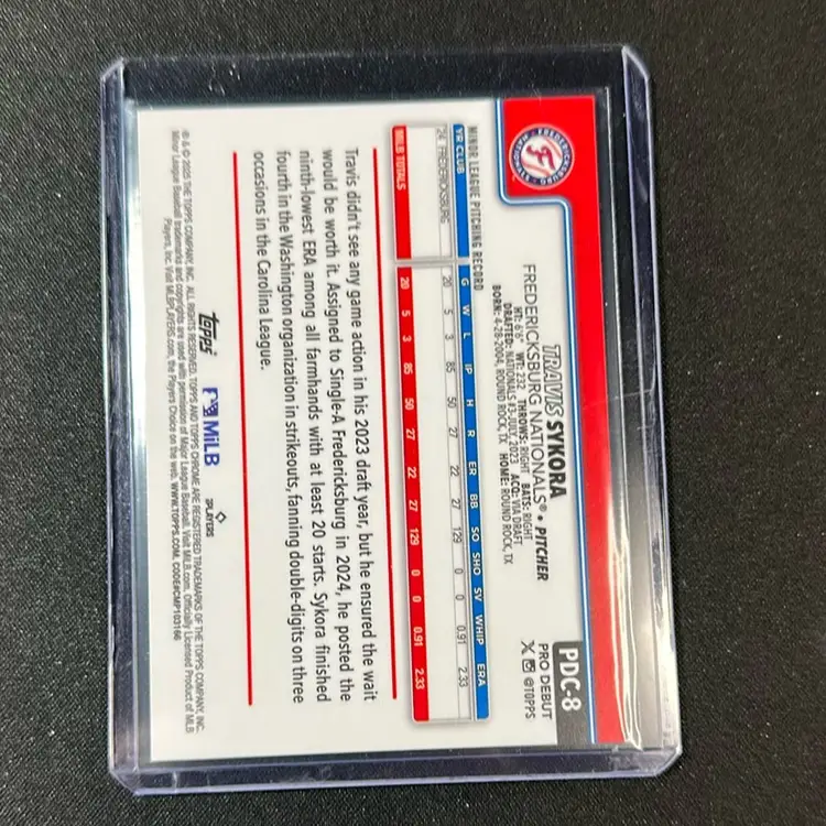 Travis Sykora 2025 Topps Pro Debut Chrome Red Speckle Refractor 3/5 Washington Nationals