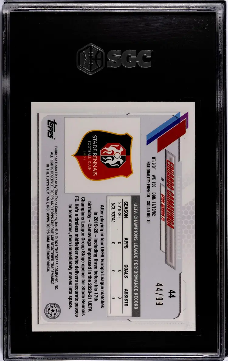 2021 Topps Chrome x Aoki Eduardo Camavinga Neon Future II # /99 RC SGC 9.5