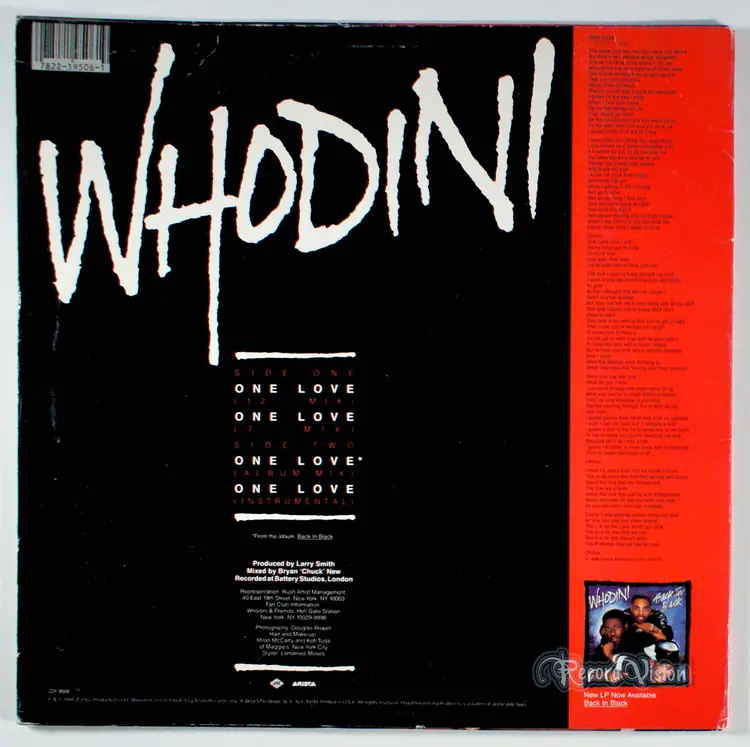 Whodini - One Love (12" Single) (1986) Vinyl 12" Single • Hip Hop Remix