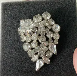 Vintage MCM Silver Tone Clear Pronged Rhinestones Unsigned 2”