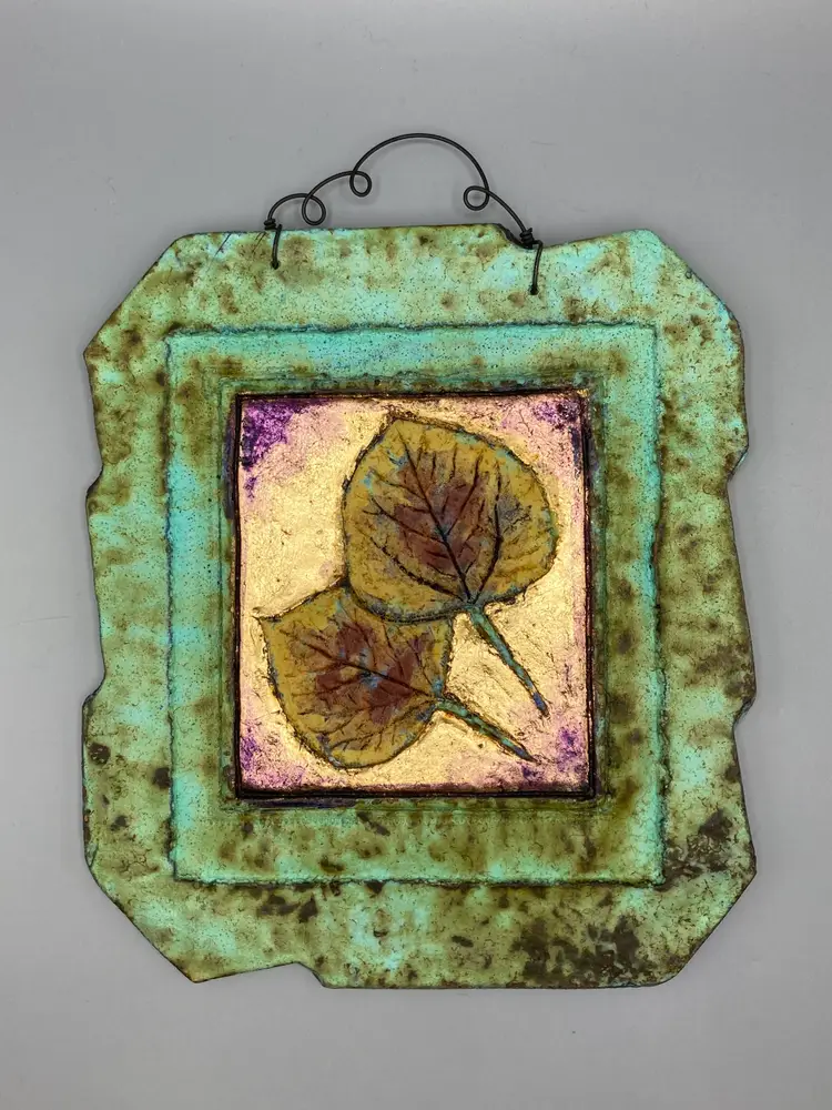 Paper and Stone Cold Bronze Leaf Sculpture Wall Hanging - Artist Signed