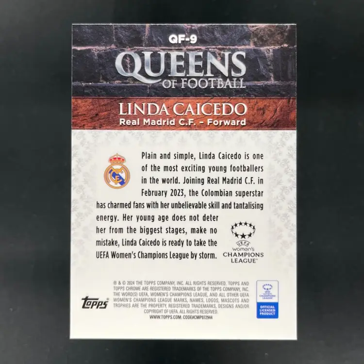 Linda Caicedo 2023/24 Topps Chrome UEFA Women Queens Of Football Soccer Card