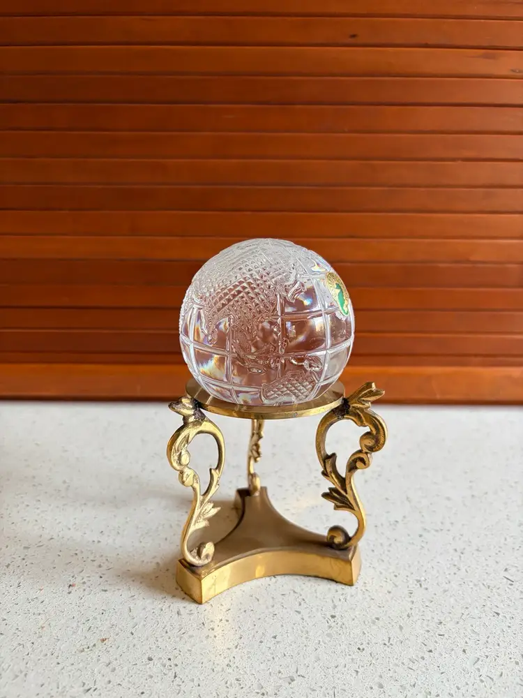 Crystal Globe On Brass Stand