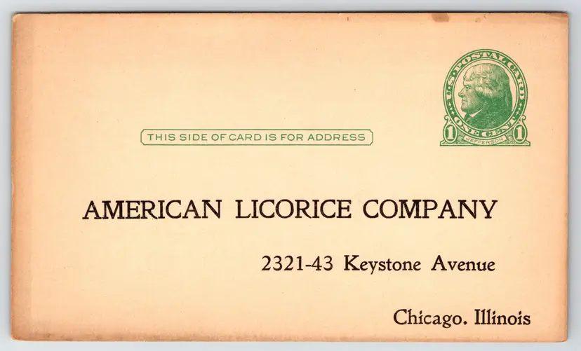 Postcard American Licorice Company Advertising Chicago Illinois