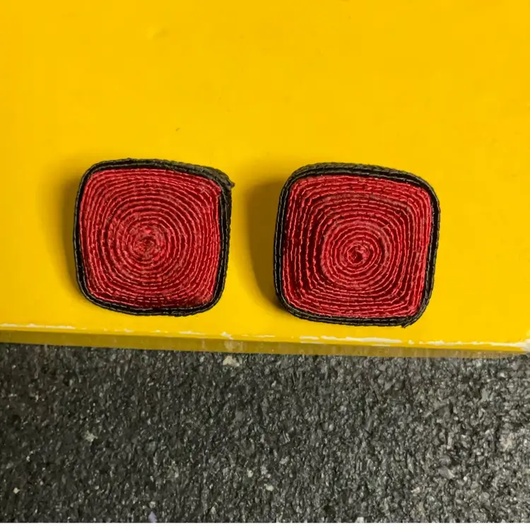 Black And Red Square 90s Earrings