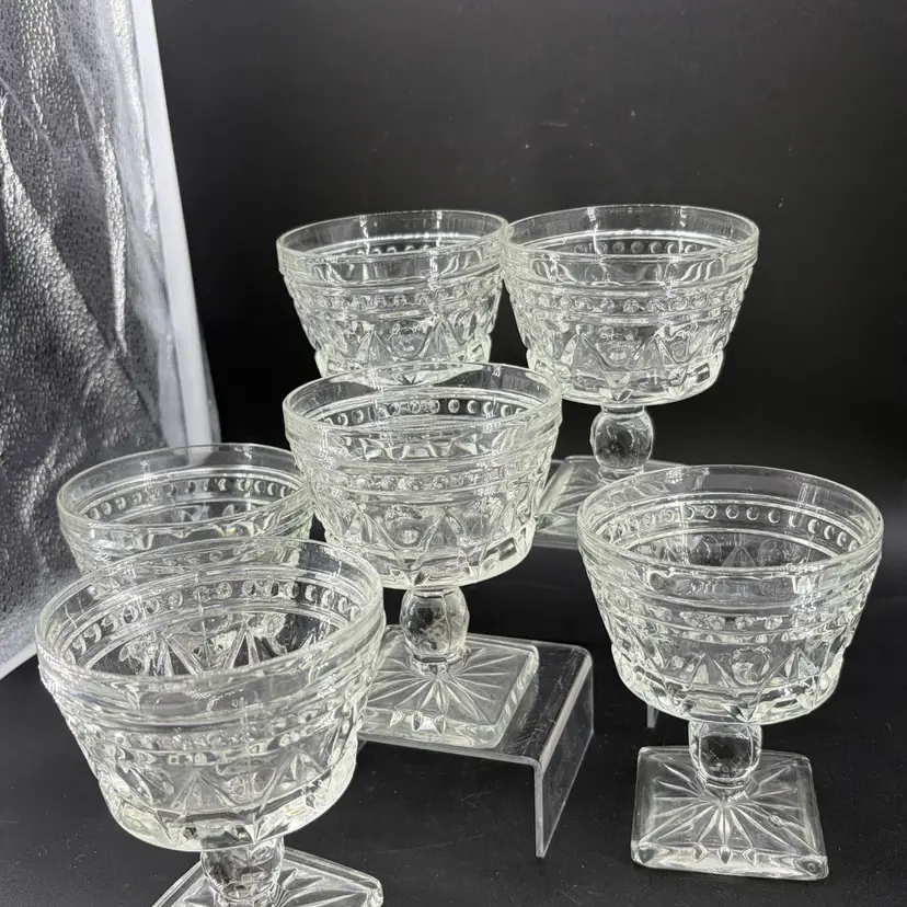 Set Of 6 Anchor Hocking Clear Glass Sherbet Cups
