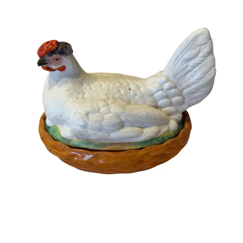 STAFFORDSHIRE Hen On Nest - Antique 19th C.  - 6.5” Long
