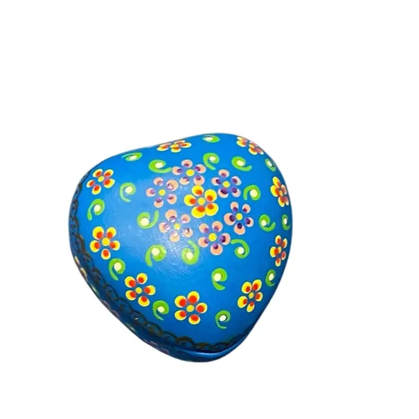 Vtg Heart Trinket Dish Hand Painted Signed Colombia