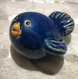 Art pottery glazed blue bird