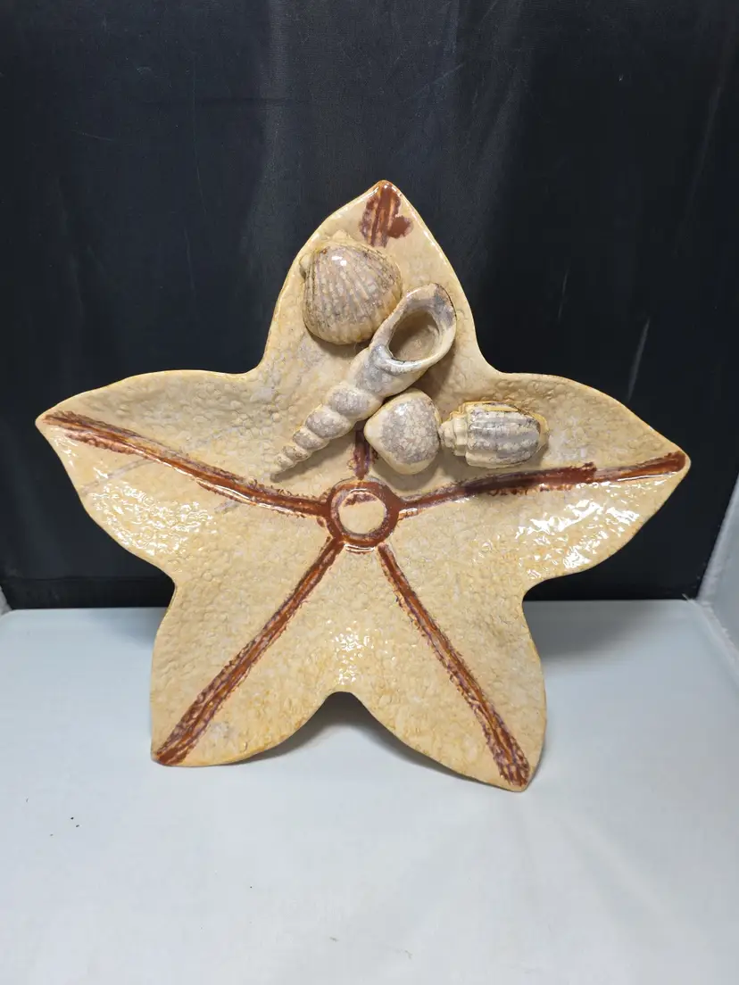 Ceramic Starfish Candy Dish Coastal Shell Decor 11” ***Read Description*** (JQ)