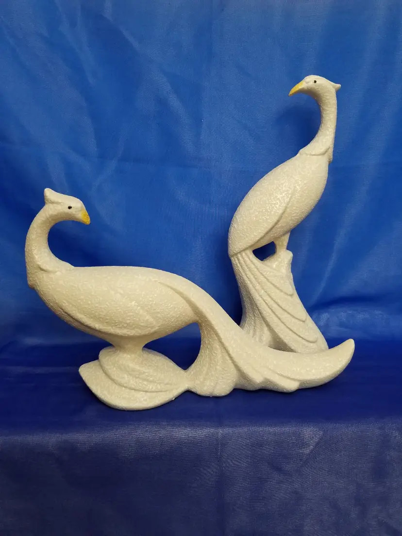 Vintage Pair of Ceramic Peacock or Pheasant Figurines
