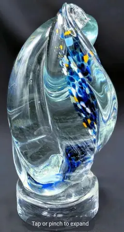 RARE Vintage 1992 Signed SHIRLEY ELFORD (1943-2011) Art Glass, 7.8" Tall, Canadian Artist, No Chips or Cracks