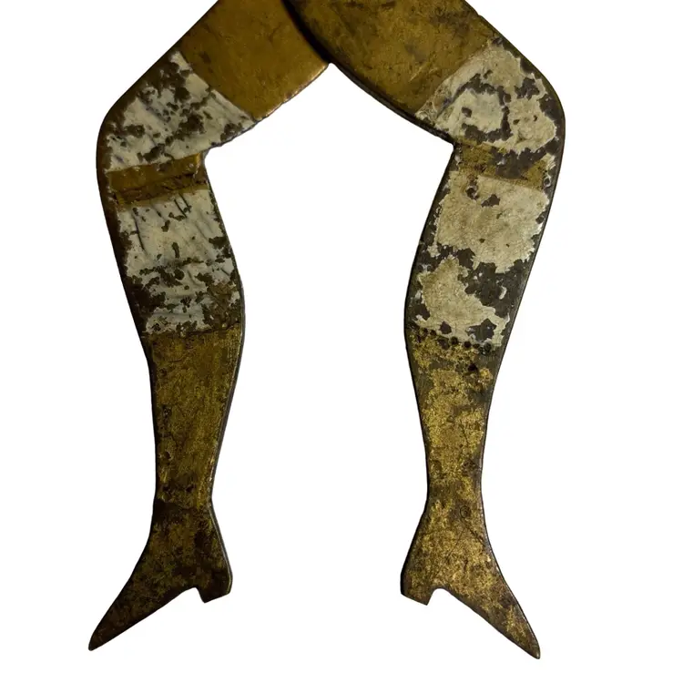 Antique FIGURAL CALIPER LADIES LEGS Woman Dancing BOOTS With Stockings Brass