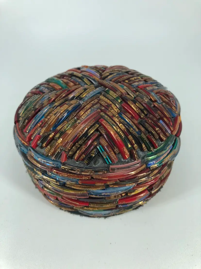Recycled Bangle Bracelets Round Tin Jewelry Box